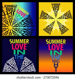 Collection of 4 bright colored summer flyers. Vector image can be used for web design, prints and posters design or other crafts.