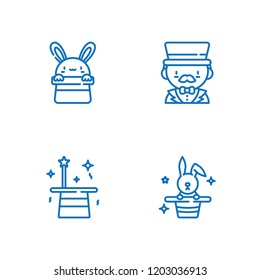 Collection of 4 bunny outline icons include icons such as magician, bunny