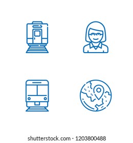 Collection of 4 bus outline icons include icons such as educator, train