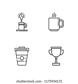 Collection of 4 cappuccino outline icons include icons such as cup, coffee cup