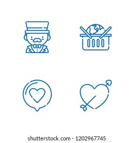 Collection of 4 card outline icons include icons such as love, magician, online shopping
