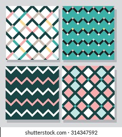 Collection of 4 card templates, seamless tile pattern