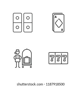 Collection of 4 casino outline icons include icons such as ace, gambler, bellhop