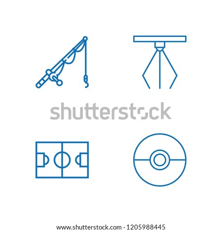 Collection of 4 catch outline icons include icons such as football field, fishing rod, pokeball