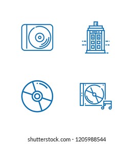 Collection of 4 cd outline icons include icons such as cd, police box