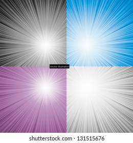collection of 4 color burst background 2. vector.