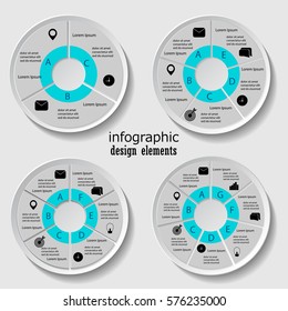 Collection of 4 color template/graphic or website layout. Vector Background. For your idea and presentation.