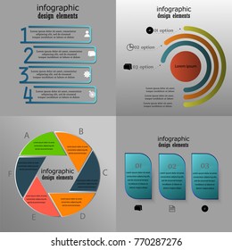 Collection of 4 color template/graphic or website layout. Vector Background. For your idea and presentation.
