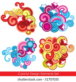 Collection of 4 colorful design elements