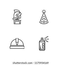 Collection of 4 contractor outline icons include icons such as helmet, hat