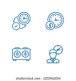 Collection of 4 countdown outline icons include icons such as time, chess clock