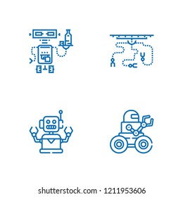 Collection of 4 cyborg outline icons include icons such as robot