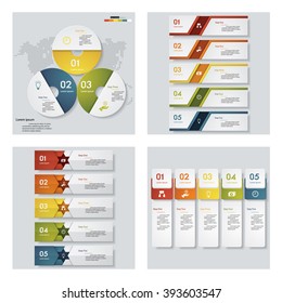 Collection of 4 design colorful presentation template. Vector Background. For your idea and presentation.