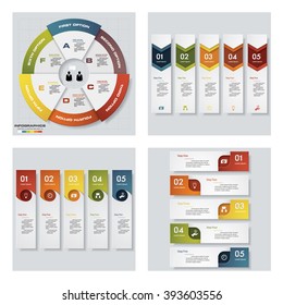 Collection of 4 design colorful presentation template. Vector Background. For your idea and presentation.