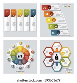 Collection of 4 design colorful presentation template. Vector Background. For your idea and presentation.