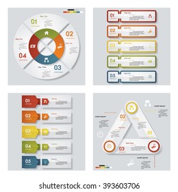 Collection of 4 design colorful presentation template. Vector Background. For your idea and presentation.
