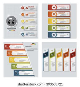 Collection of 4 design colorful presentation template. Vector Background. For your idea and presentation.