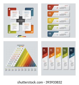 Collection of 4 design colorful presentation template. Vector Background. For your idea and presentation.