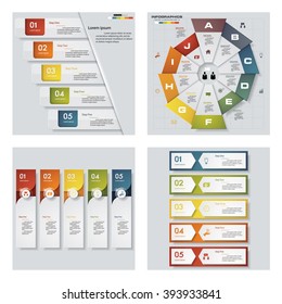 Collection of 4 design colorful presentation template. Vector Background. For your idea and presentation.