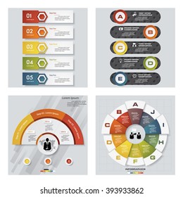 Collection of 4 design colorful presentation template. Vector Background. For your idea and presentation.