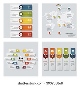 Collection of 4 design colorful presentation template. Vector Background. For your idea and presentation.