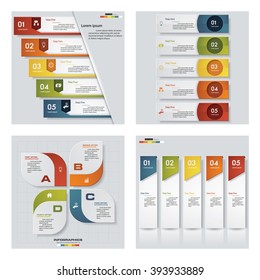 Collection of 4 design colorful presentation template. Vector Background. For your idea and presentation.