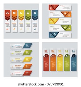 Collection of 4 design colorful presentation template. Vector Background. For your idea and presentation.
