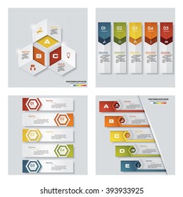 Collection of 4 design colorful presentation template. Vector Background. For your idea and presentation.