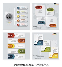 Collection of 4 design colorful presentation template. Vector Background. For your idea and presentation.