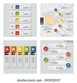 Collection of 4 design colorful presentation template. Vector Background. For your idea and presentation.