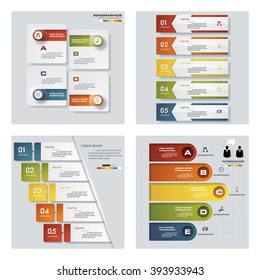 Collection of 4 design colorful presentation template. Vector Background. For your idea and presentation.