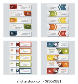 Collection of 4 design colorful presentation template. Vector Background. For your idea and presentation.