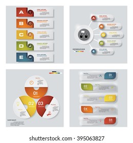 Collection of 4 design colorful presentation template. Vector Background. For your idea and presentation.