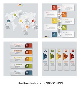 Collection of 4 design colorful presentation template. Vector Background. For your idea and presentation.