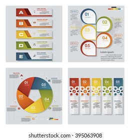 Collection of 4 design colorful presentation template. Vector Background. For your idea and presentation.