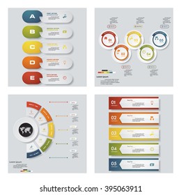 Collection of 4 design colorful presentation template. Vector Background. For your idea and presentation.