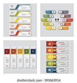 Collection of 4 design colorful presentation template. Vector Background. For your idea and presentation.