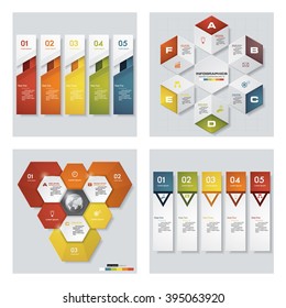 Collection of 4 design colorful presentation template. Vector Background. For your idea and presentation.