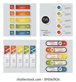 Collection of 4 design colorful presentation template. Vector Background. For your idea and presentation.