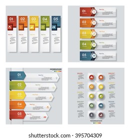 Collection of 4 design colorful presentation templates. Vector Background. For your idea and presentation.