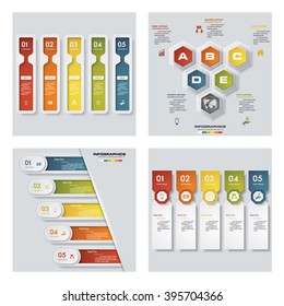 Collection of 4 design colorful presentation templates. Vector Background. For your idea and presentation.