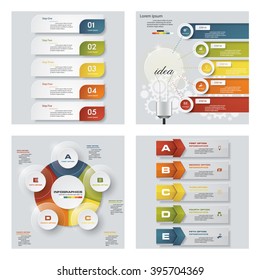Collection of 4 design colorful presentation templates. Vector Background. For your idea and presentation.