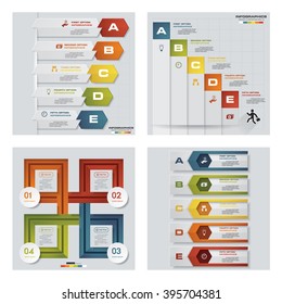 Collection of 4 design colorful presentation templates. Vector Background. For your idea and presentation.