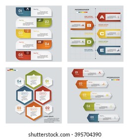 Collection of 4 design colorful presentation templates. Vector Background. For your idea and presentation.