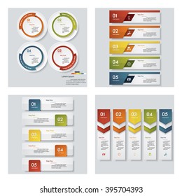 Collection of 4 design colorful presentation templates. Vector Background. For your idea and presentation.