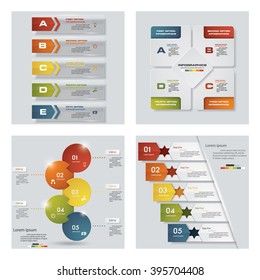 Collection of 4 design colorful presentation templates. Vector Background. For your idea and presentation.