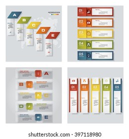 Collection of 4 design colorful presentation template. Vector Background. For your idea and presentation.