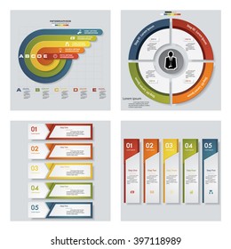 Collection of 4 design colorful presentation templates. Vector Background. For your idea and presentation.