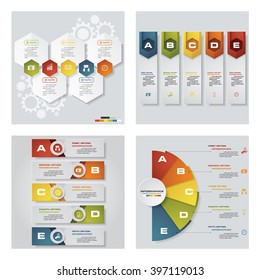 Collection of 4 design colorful presentation templates. Vector Background. For your idea and presentation.