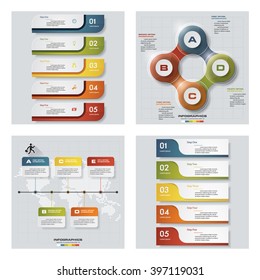 Collection of 4 design colorful presentation templates. Vector Background. For your idea and presentation.
